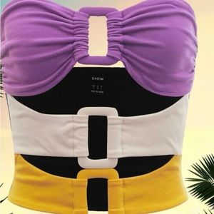 multi color cropped top